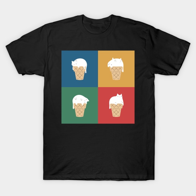 Cat Ice Cream 2x2 T-Shirt by ilovedoodle